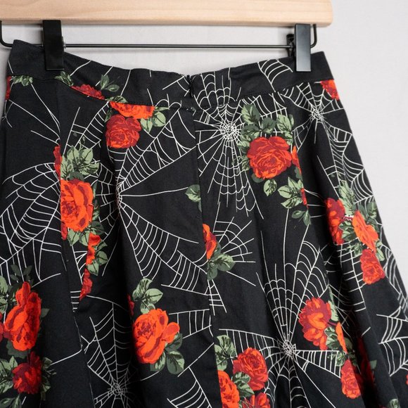Eva Rose Spiderwebs & Roses 50s Style Midi Swing Skirt - Picture 4 of 5